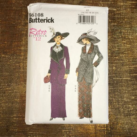 Butterick Sewing Pattern B6108 Retro '12 Edwardian Victorian Costume 14-22 UNCUT - Picture 1 of 3
